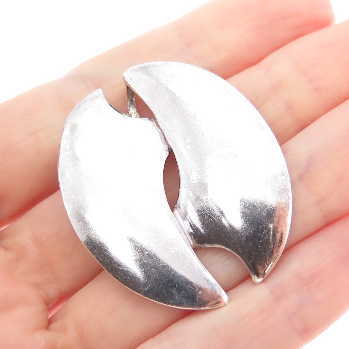 925 Sterling Silver Vintage Israel Modernist Yin Yang Slide Pendant