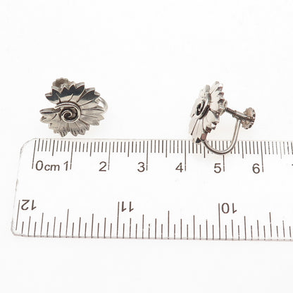 Georg Jensen 925 Sterling Silver Vintage Denmark Floral Screw Back Earrings #102