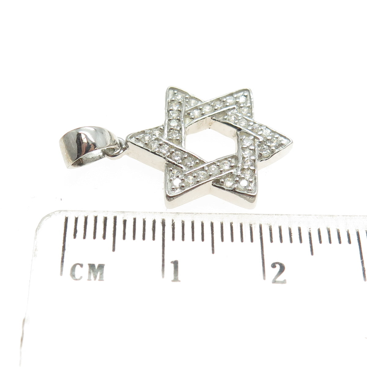 925 Sterling Silver Round-Cut Shaped C Z Star of David Judaica Pendant