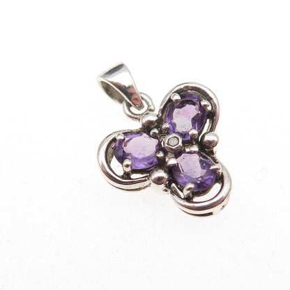 RJ Graziano 925 Sterling Silver Real Diamond & Amethyst Charm Pendant