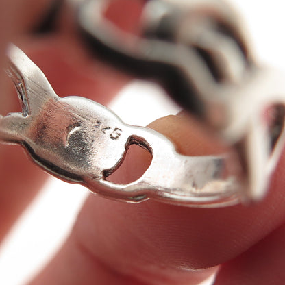 925 Sterling Silver Vintage Modernist Infinity Link Oxidized Ring Size 8.75