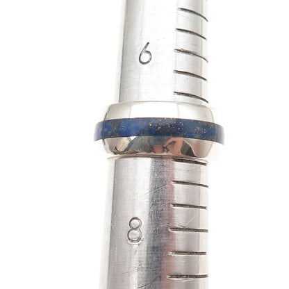 Paul Brackna 925 Sterling Silver Vintage Real Lapis Modernist Ring Size 7.25