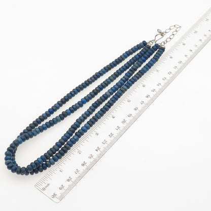 Jay King Desert Rose Sterling Vintage Real Lapis 2-Strand Beaded Necklace 16-20"