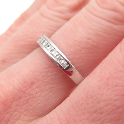 925 Sterling Silver Round-Cut C Z Half Eternity Band Ring Size 7