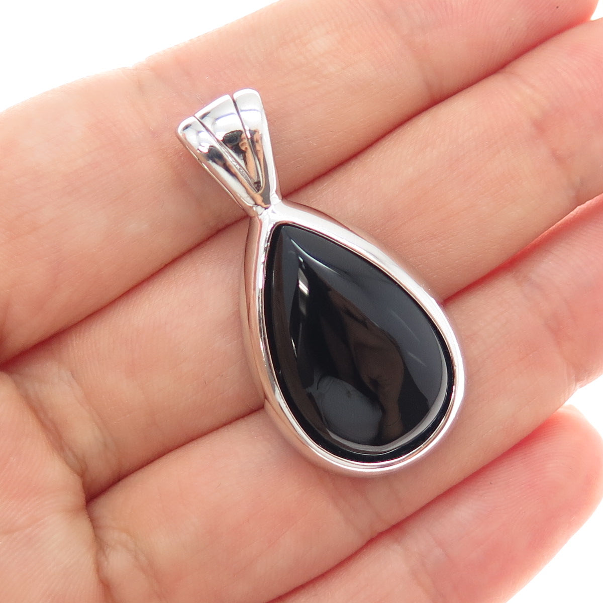 925 Sterling Silver Vintage Real Black Onyx Interchangeable Charm Pendant