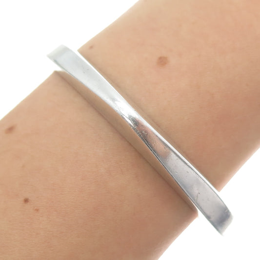 925 Sterling Silver Vintage Mexico Modernist Triangle Bangle Bracelet 8"