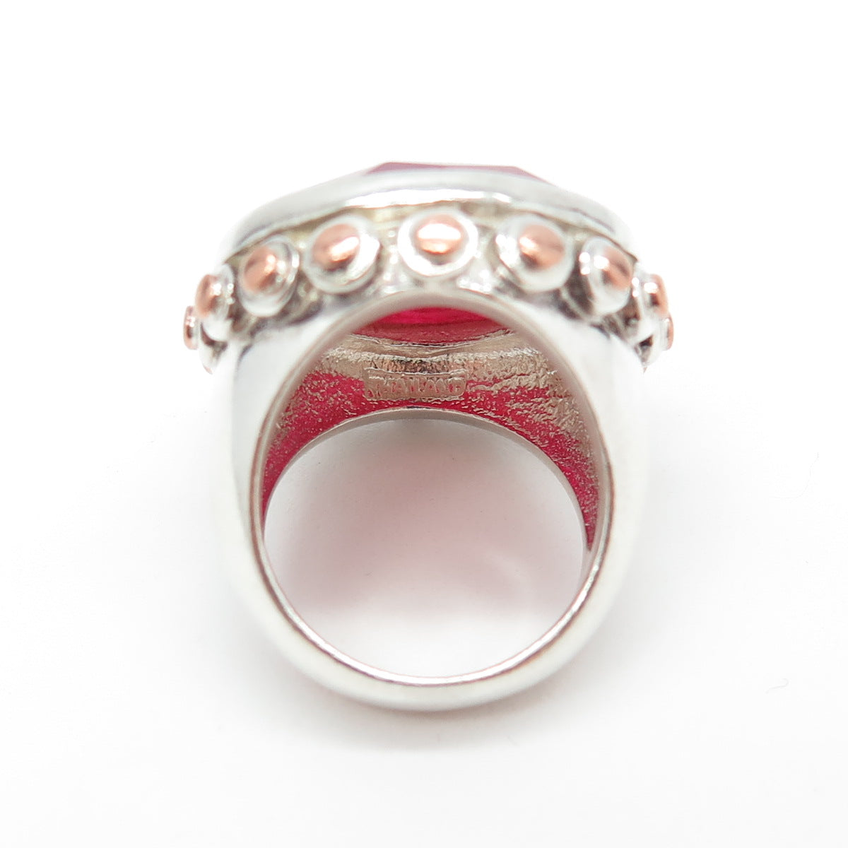 BARSE 925 Sterling Silver 2-Tone Vintage Real Ruby Statement Ring Size 6