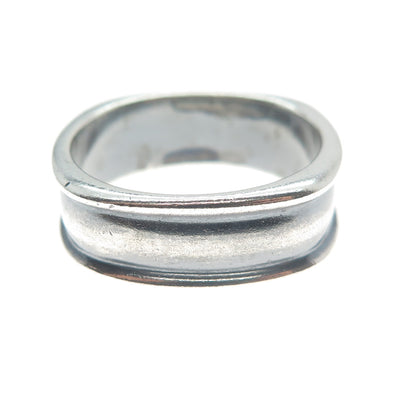925 Sterling Silver Vintage Modernist Oxidized Band Ring Size 9.25
