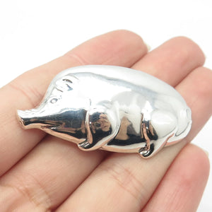 925 Sterling Silver Vintage Pig Boar Pin Brooch