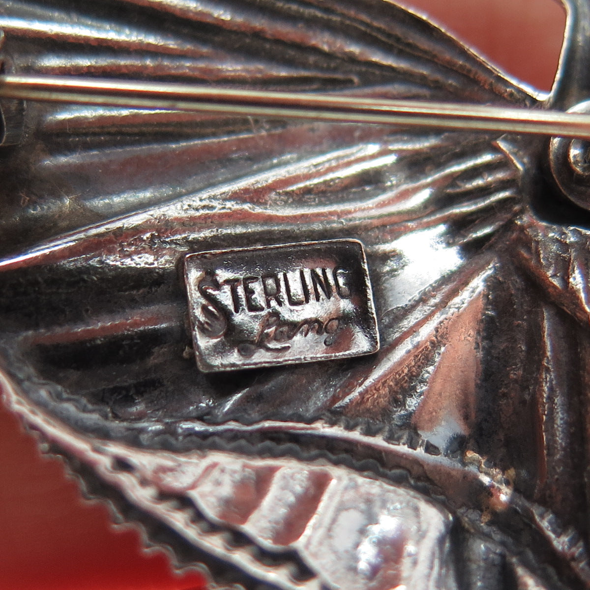 LANG 925 Sterling Silver Antique Art Deco Ballerina Repousse Oxidized Pin Brooch