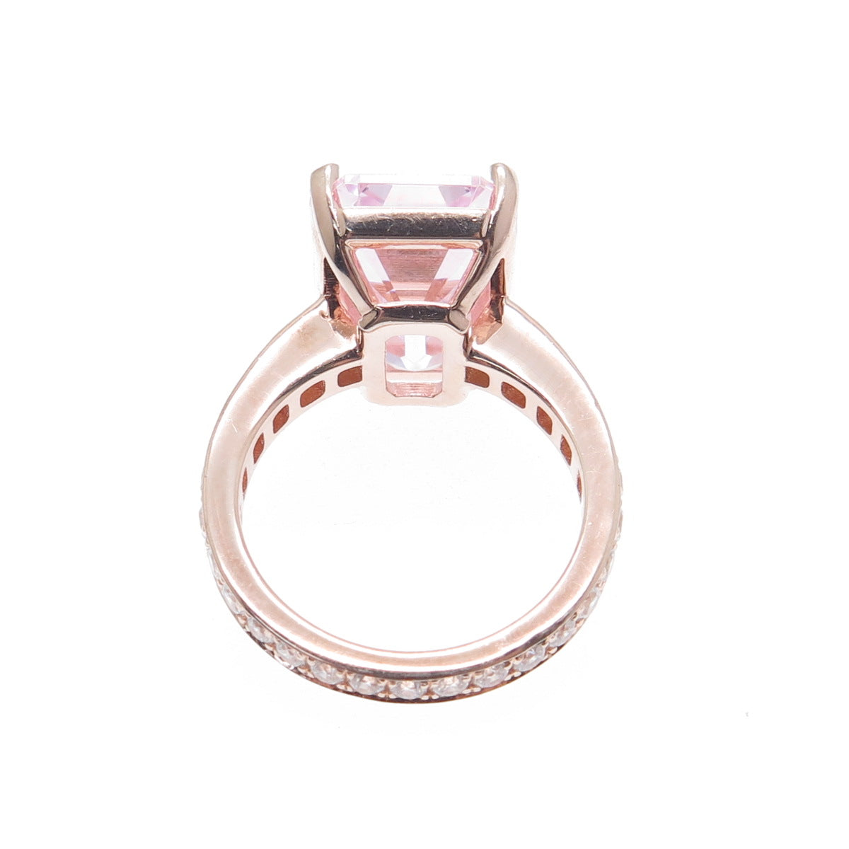 925 Sterling Silver Rose Gold Plated Pink & White Multi-Cut C Z Ring Size 6.25