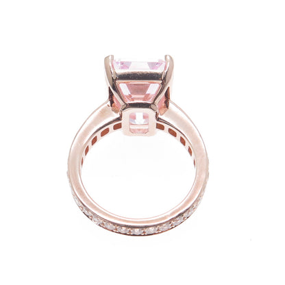 925 Sterling Silver Rose Gold Plated Pink & White Multi-Cut C Z Ring Size 6.25