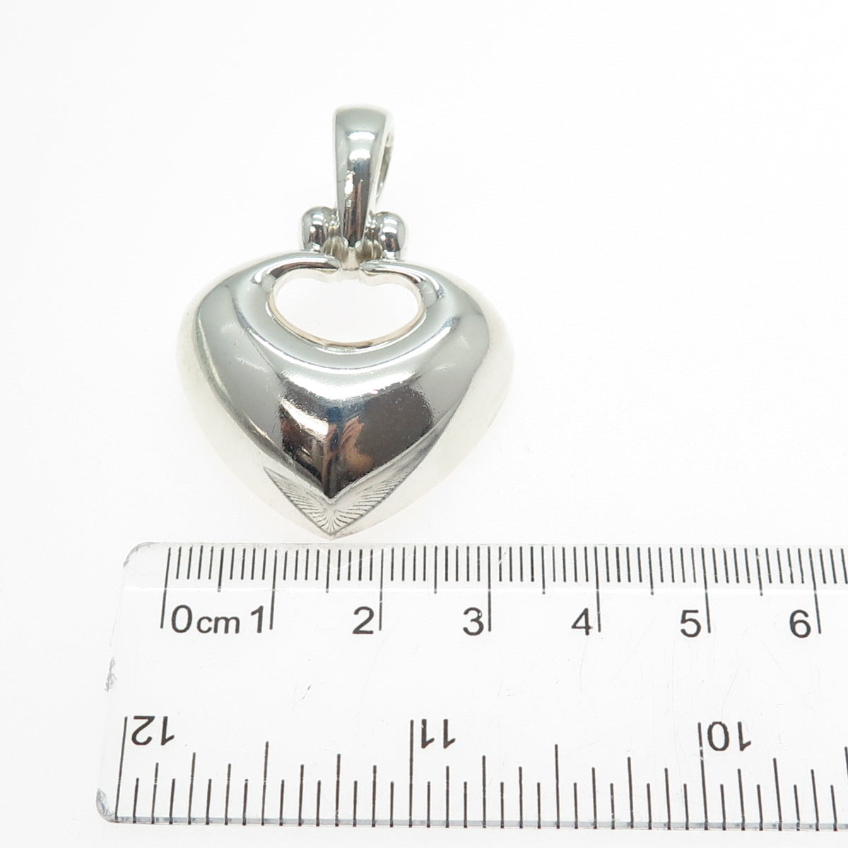 ESPO SIG Joseph Esposito Sterling Silver Vintage Modernist Heart Charm Pendant