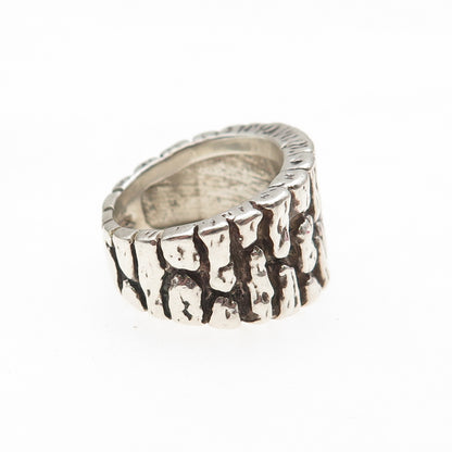 Sara Blaine 925 Sterling Silver Vintage Tree Bark Oxidized Ring Size 5.25