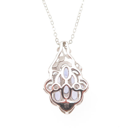 Chuck Clemency 925 Sterling Silver Real Tanzanite Cable Chain Necklace 20"