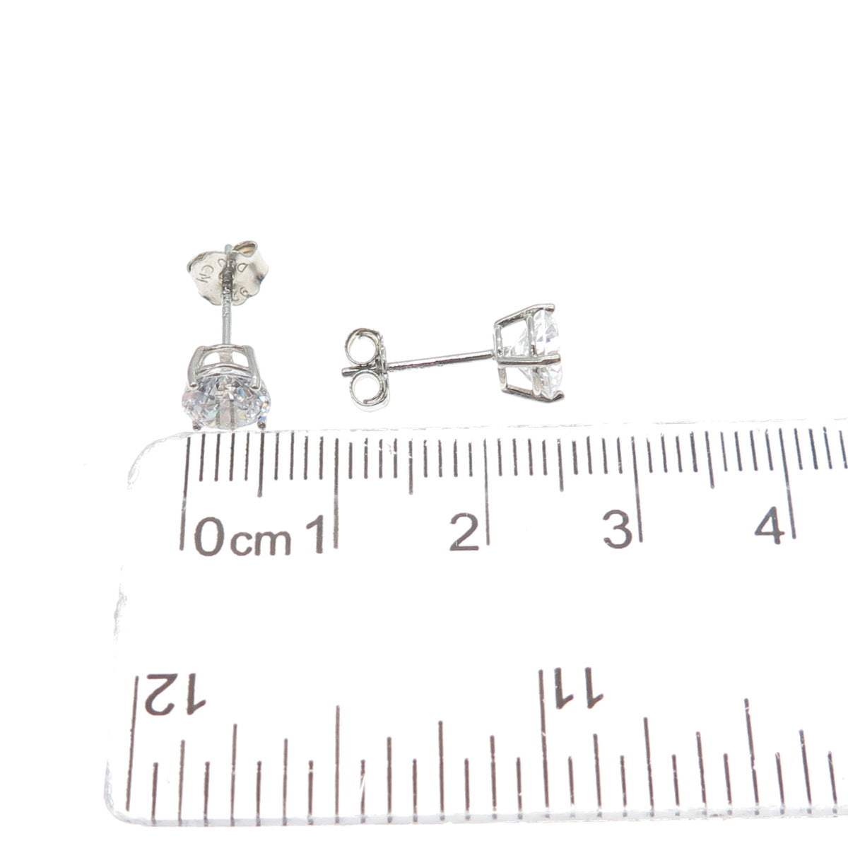 DBJ DEE BERKLE 925 Sterling Silver Round-Cut C Z Stud Earrings