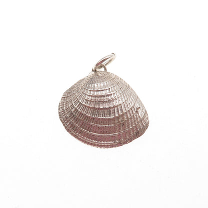925 Sterling Silver Vintage Seashell Oxidized Charm Pendant