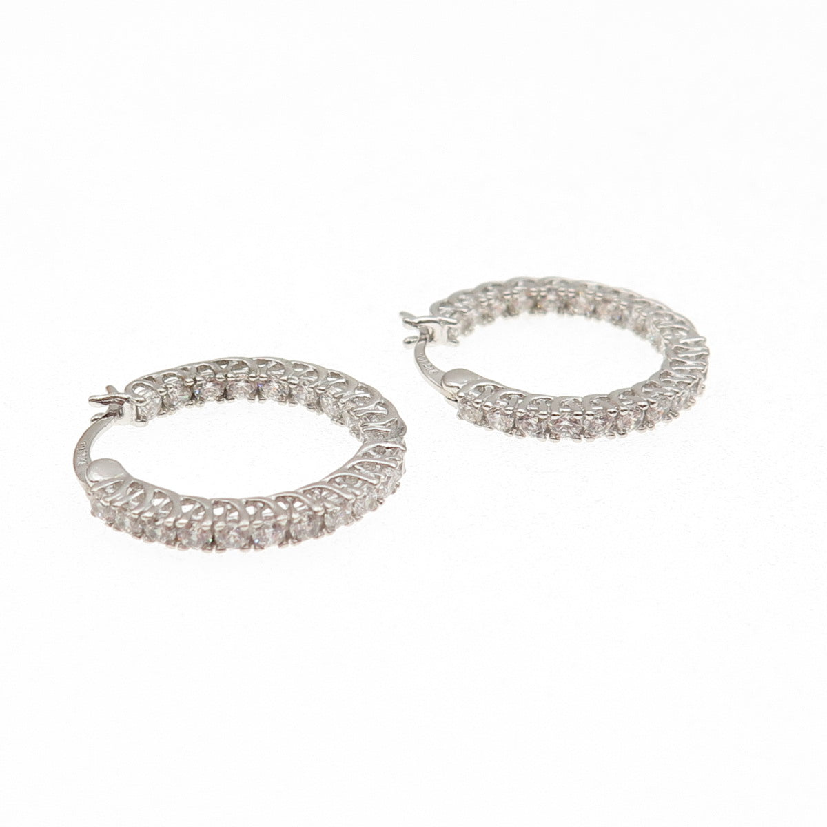 JCL Colleen Lopez 925 Sterling Silver Round-Cut C Z In & Out Hoop Earrings