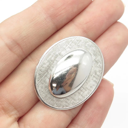 925 Sterling Silver Antique Art Deco BEAU Oval Textured Pin Brooch