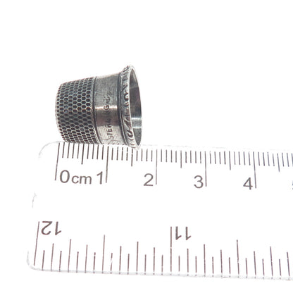 STERN BROTHERS Sterling Silver Antique Art Deco Oxidized Sewing Thimble Size 8