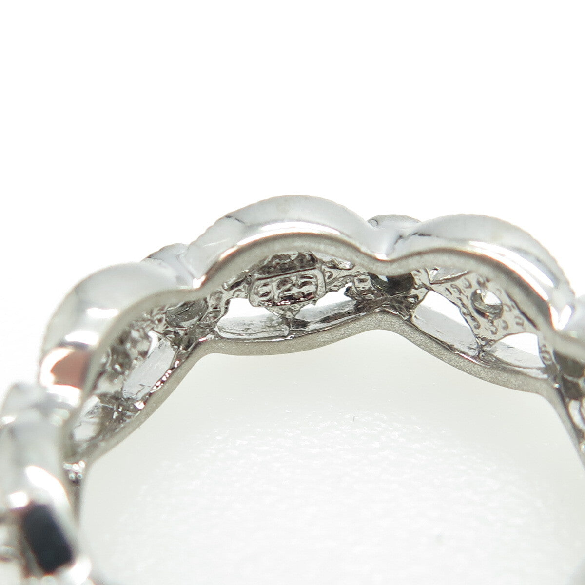 925 Sterling Silver Round-Cut C Z All Around Band Ring Size 7.25