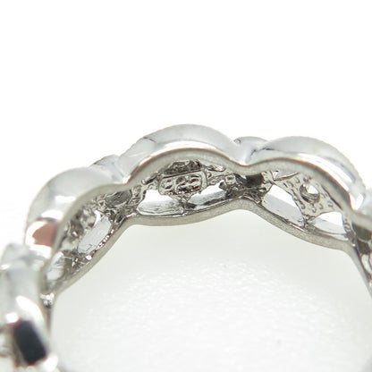 925 Sterling Silver Round-Cut C Z All Around Band Ring Size 7.25
