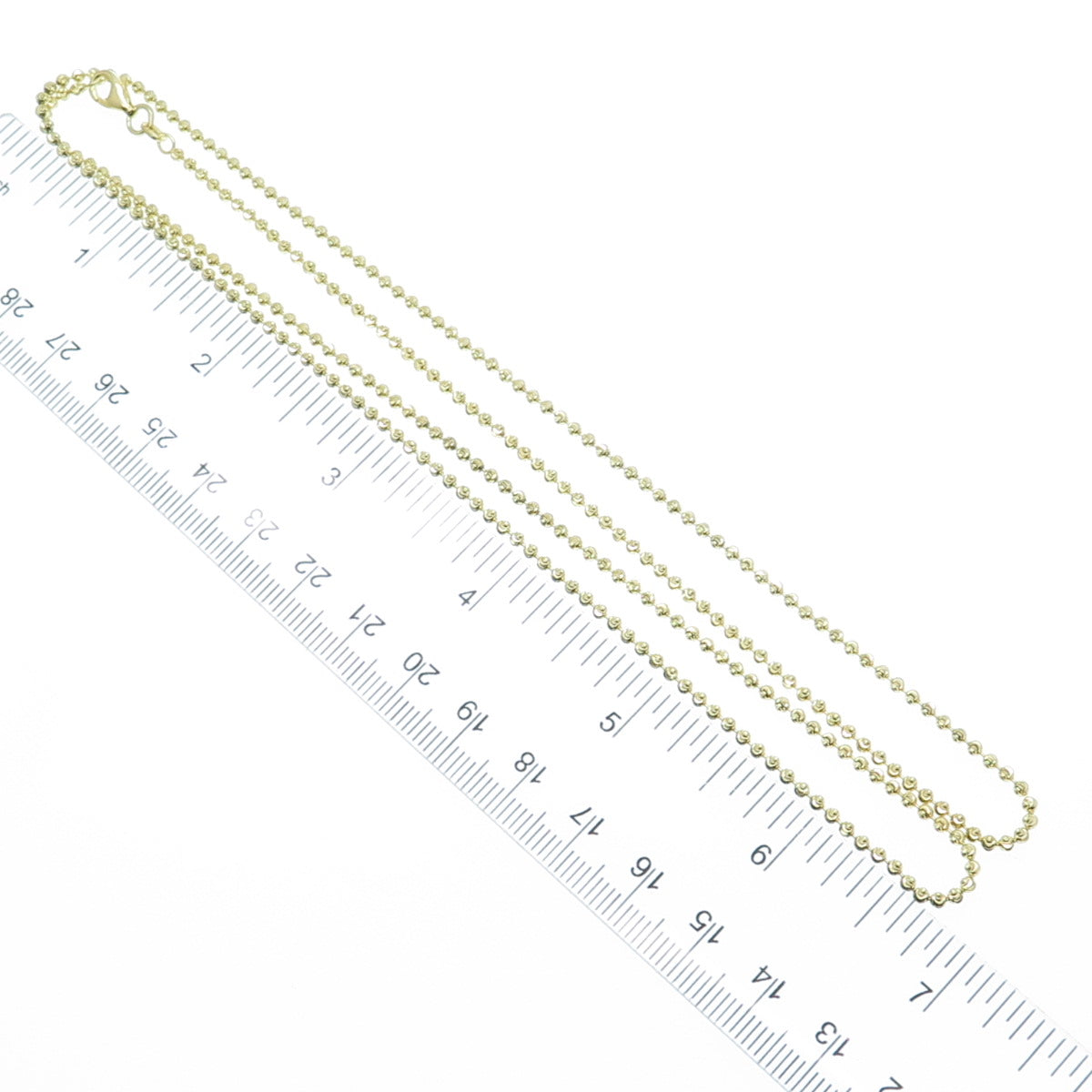 925 Sterling Gold Plated SPI Italy Diamond-Cut Ball Beaded Chain Necklace 28"