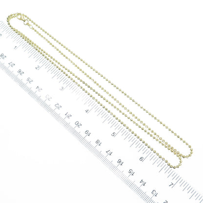 925 Sterling Gold Plated SPI Italy Diamond-Cut Ball Beaded Chain Necklace 28"