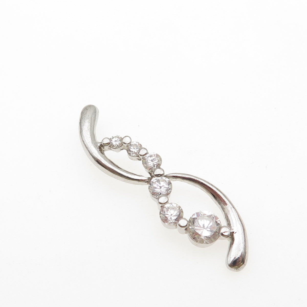 925 Sterling Silver Graduated Round-Cut C Z Infinity Slide Charm Pendant
