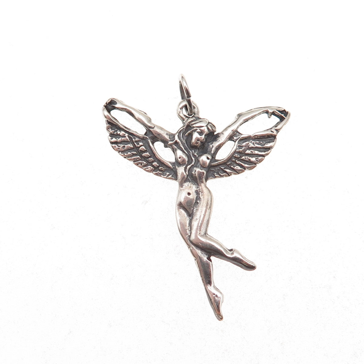 New Leaf 925 Sterling Silver Vintage Fairy Oxidized Charm Pendant