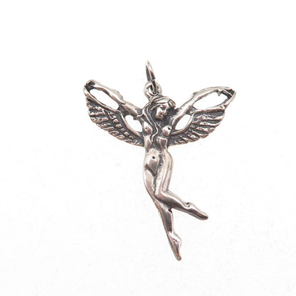 New Leaf 925 Sterling Silver Vintage Fairy Oxidized Charm Pendant