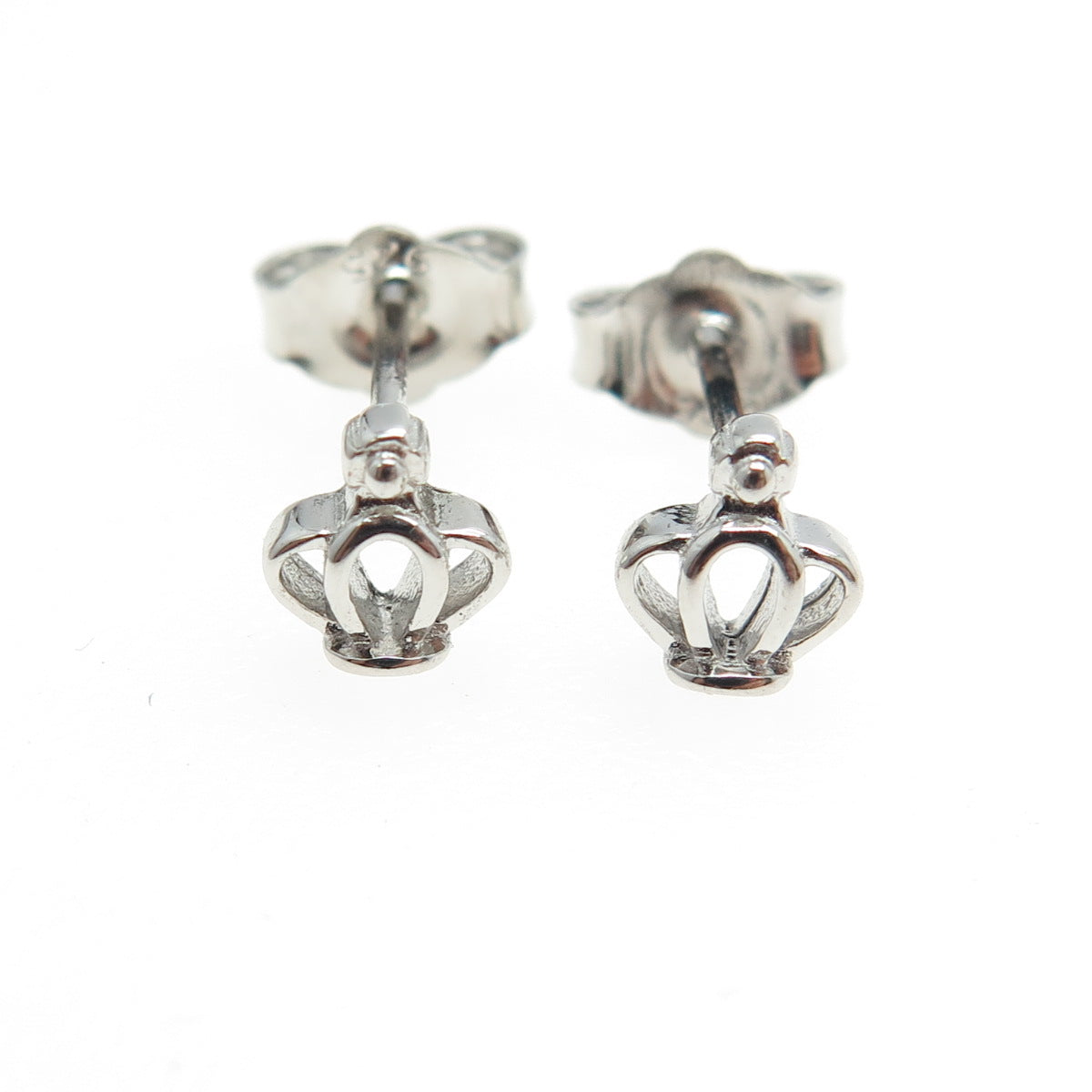 925 Sterling Silver Crown Stud Earrings