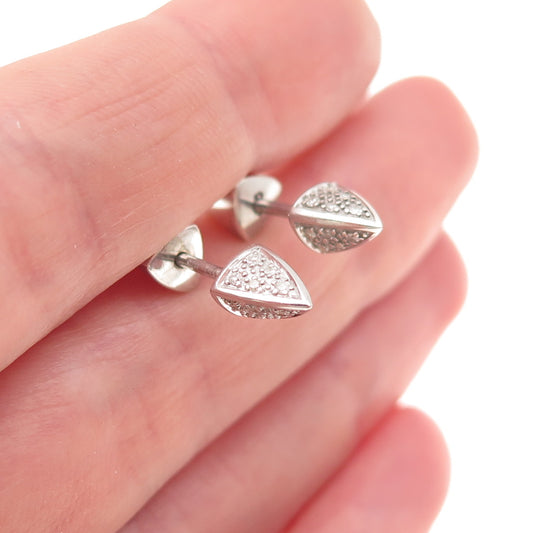 925 Sterling Silver Real Round-Cut Diamond Thorn Stud Earrings