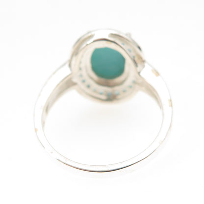 925 Sterling Silver Real Sleeping Beauty Turquoise & Apatite Ring Size 8
