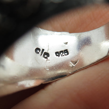 925 Sterling Silver 2-Tone Vintage Nuclear Bomb Biker Oxidized Ring Size 11.25