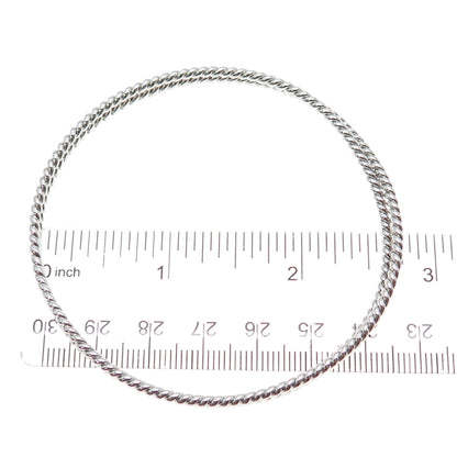 SAI 925 Sterling Silver Twisted Interlocked Crisscross Bangle Bracelet 8"