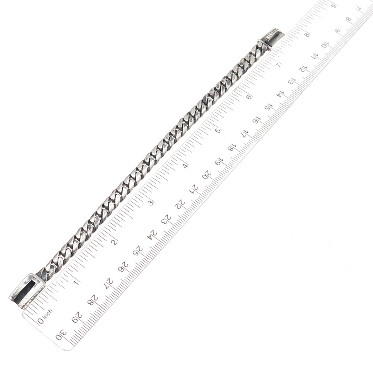 925 Sterling Silver Vintage Mexico Cuban Link Oxidized Bracelet 7"