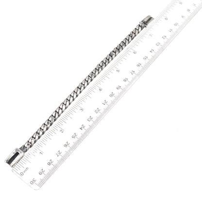925 Sterling Silver Vintage Mexico Cuban Link Oxidized Bracelet 7"