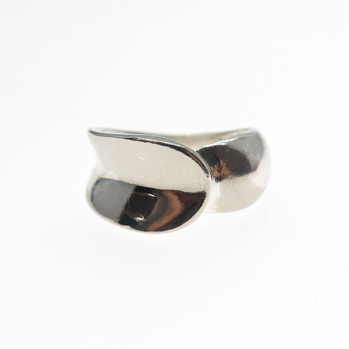 925 Sterling Silver Vintage Italy Modernist Overlap Ring Size 6.25
