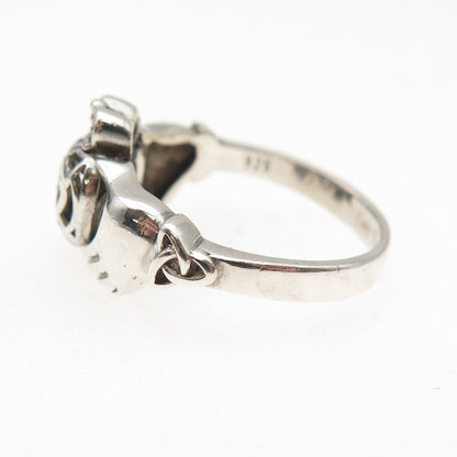 925 Sterling Vintage Real Amethyst Irish Claddagh Love You Baby Ring Size 8