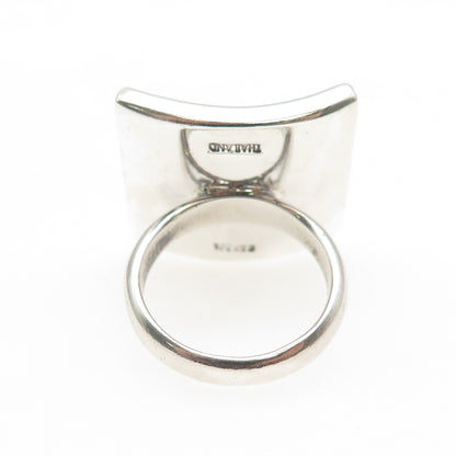 SX Sally C 925 Sterling Silver Vintage Real Abalone Shell Modernist Ring Size 7