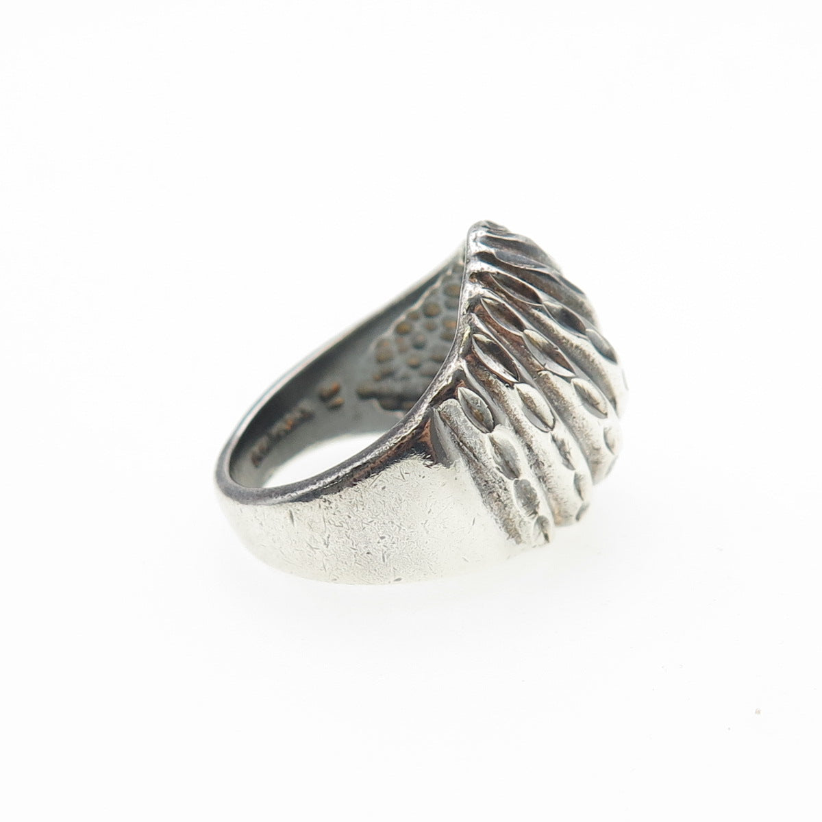 925 Sterling Silver Vintage Modernist Dome Oxidized Ring Size 6