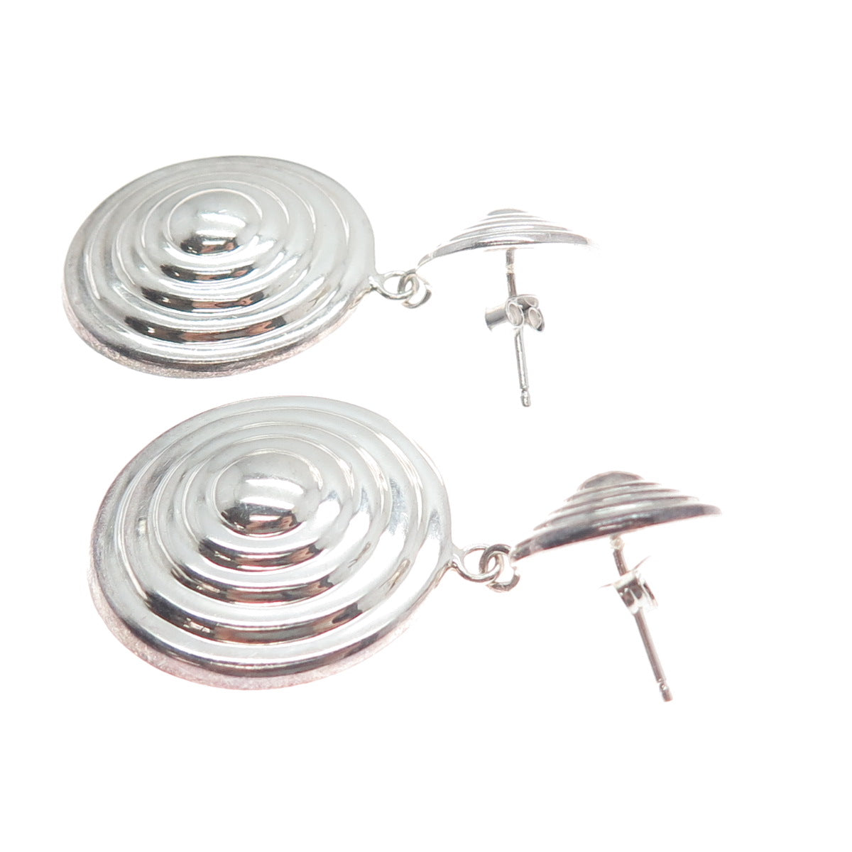 925 Sterling Silver Vintage Spiral Oxidized Dangle Earrings