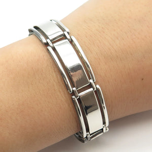 925 Sterling Silver Vintage Panel Link Bracelet 7"