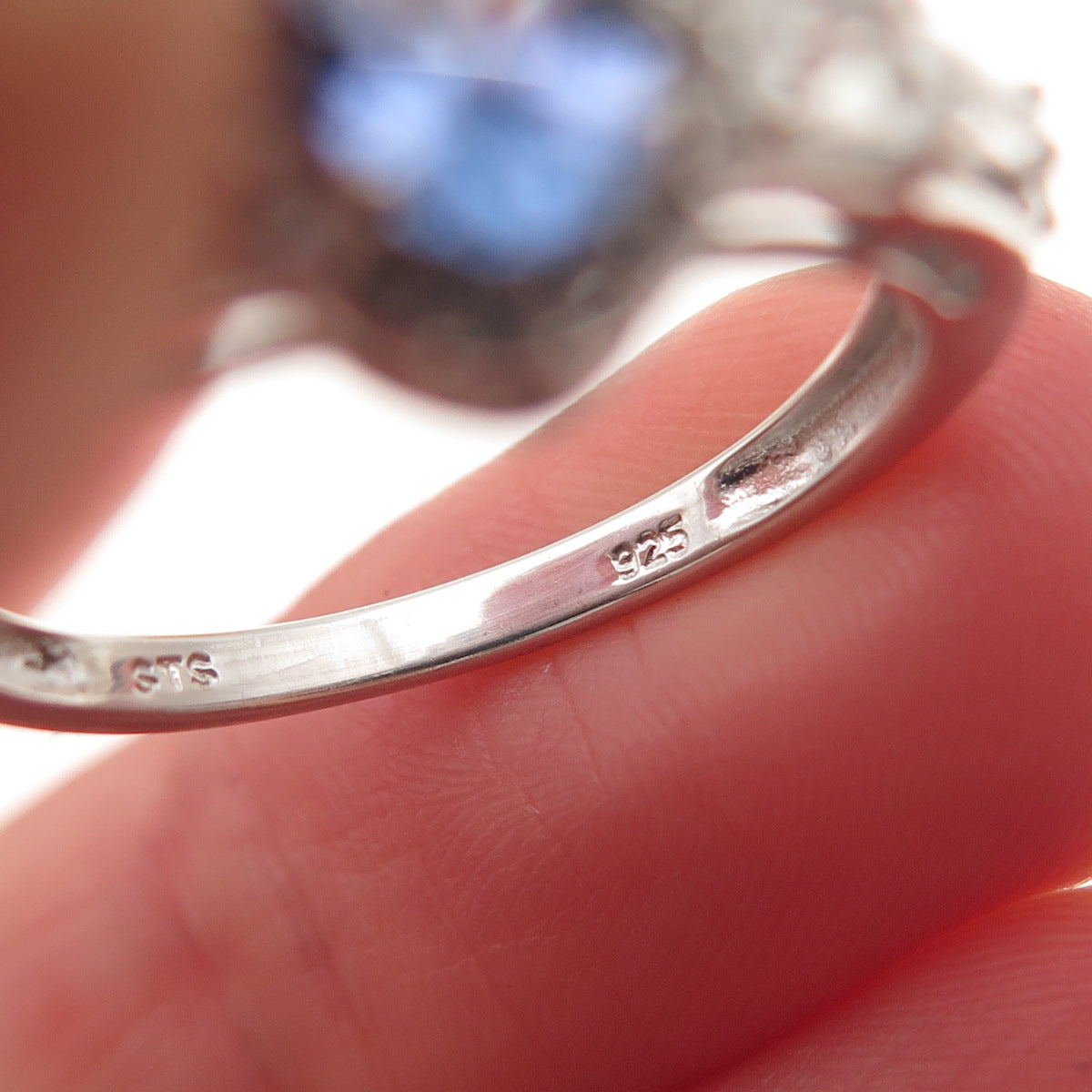 Chuck Clemency 925 Sterling Silver Real Tanzanite & White Topaz Ring Size 8.25
