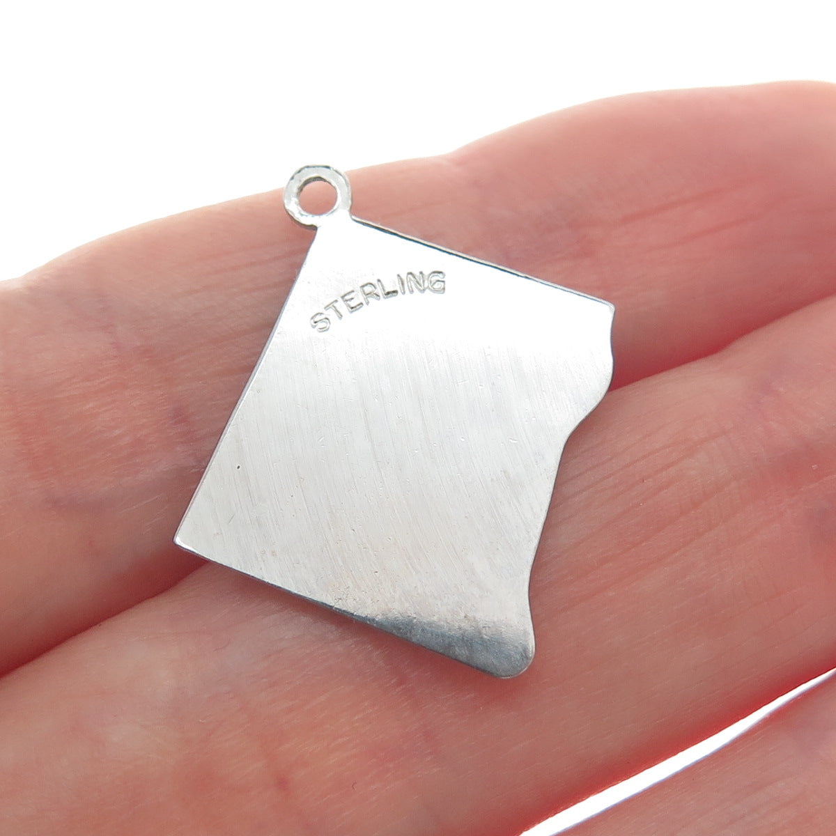 925 Sterling Silver Vintage Enamel Washington DC Map Minimalist Charm Pendant