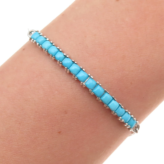Chuck Clemency 925 Sterling Silver Real Turquoise Adjustable Bracelet 6-9.75"