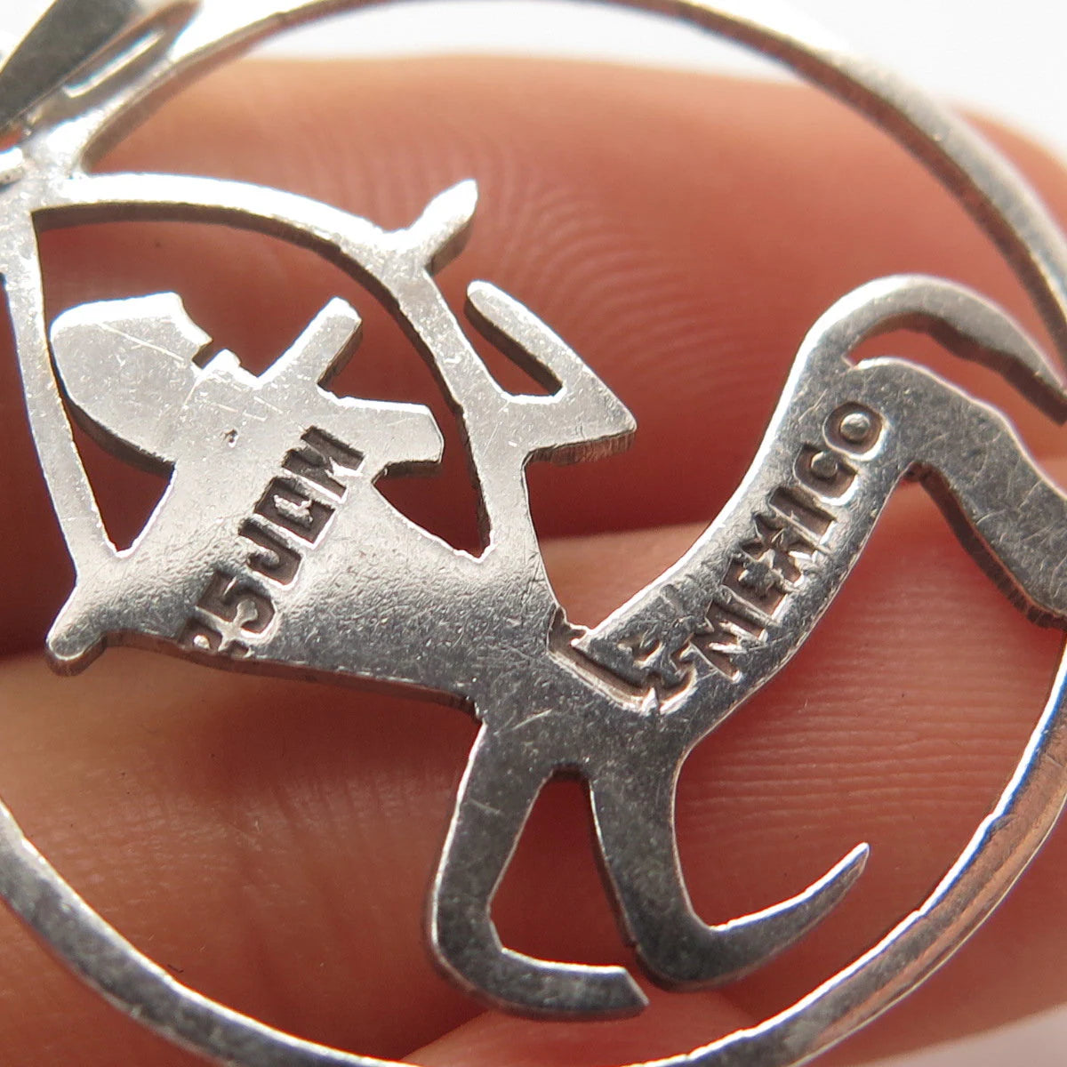 925 Sterling Silver Vintage Mexico "Sagittarius" Zodiac Sign Round Pendant