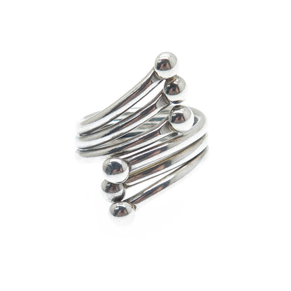 925 Sterling Silver Vintage Modernist Bypass Adjustable Ring Size 6.25