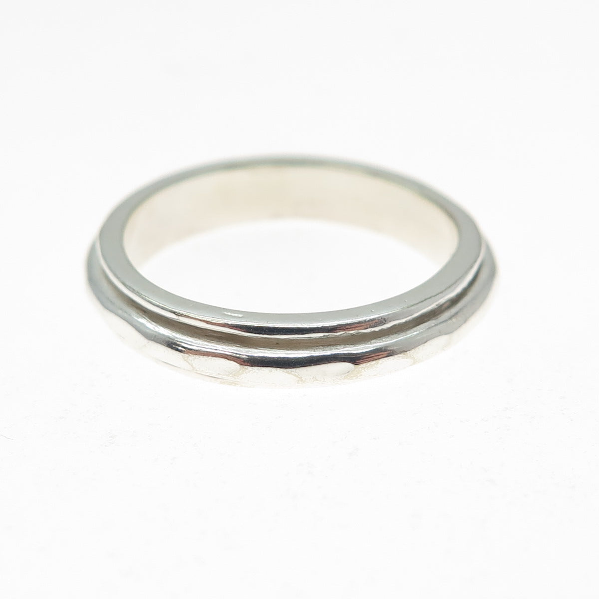 925 Sterling Silver Vintage Hammered Rotating Band Ring Size 7
